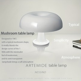 1pc LED Mushroom Table Lamp For Hotel Bedroom Bedside Living Room Decoration Lighting Modern Minimalist Desk Lights