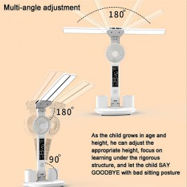 1pc Double Swing Arm Desk Lamp Fan, Tri-color Temperature Adjustable Brightness Desk Lamp Fan, Double-headed LED Desk Lamp Fan, With Fan-shaped Pencil, Foldable Desk Lamp Fan With Intelligent LED Display