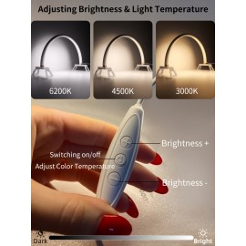 1pcs aluminum alloy three color temperature dimmable half-moon light for nail desk, half moon table lamp, Personal Daily Use, USB port power supply, nail art, do crafts lighting, small arch light, desk, reading, nightstand.