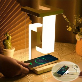 1pc LED Night Lamp, Creative Physics Balance Suspension Table Desk Lamp, Cordless Night Light USB Charging Port, Bedroom Lamp, Home Decor