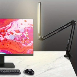 1pc LED Desk Lamp With 3 Lighting Modes, Eye-Caring Metal Swing Arm Desk Lamp With Clamp, 10 Brightness Dimmable Clamp Desk Light With Memory Function, Table Desk Lamps For Dorms Studios Reading