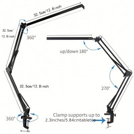 1pc LED Desk Lamp With 3 Lighting Modes, Eye-Caring Metal Swing Arm Desk Lamp With Clamp, 10 Brightness Dimmable Clamp Desk Light With Memory Function, Table Desk Lamps For Dorms Studios Reading