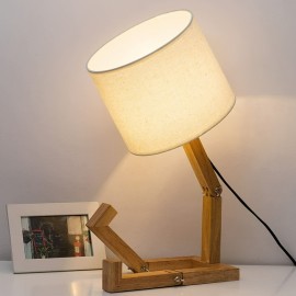 Cute Desk Lamp, Unique Table Lamps, Wood Bedside Table Lamp Fun Funky Person Lamp Wooden Robot Cute Lamps for Bedrooms