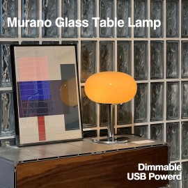 1pc Murano Glass Table Lamp - Dimmable USB Powered Ambient Light For Living Room, Bedroom, And Home Office - Perfect For Bedside, Nightstand, And Desk Decor