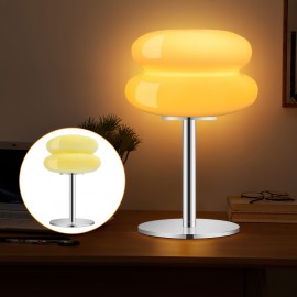 1pc Art Deco Bauhaus Macaron Table Lamp, Glass & Metal Nightstand Lamp, Bedside Ambient Lighting With Remote Control, Warm/Natural/White Light Options