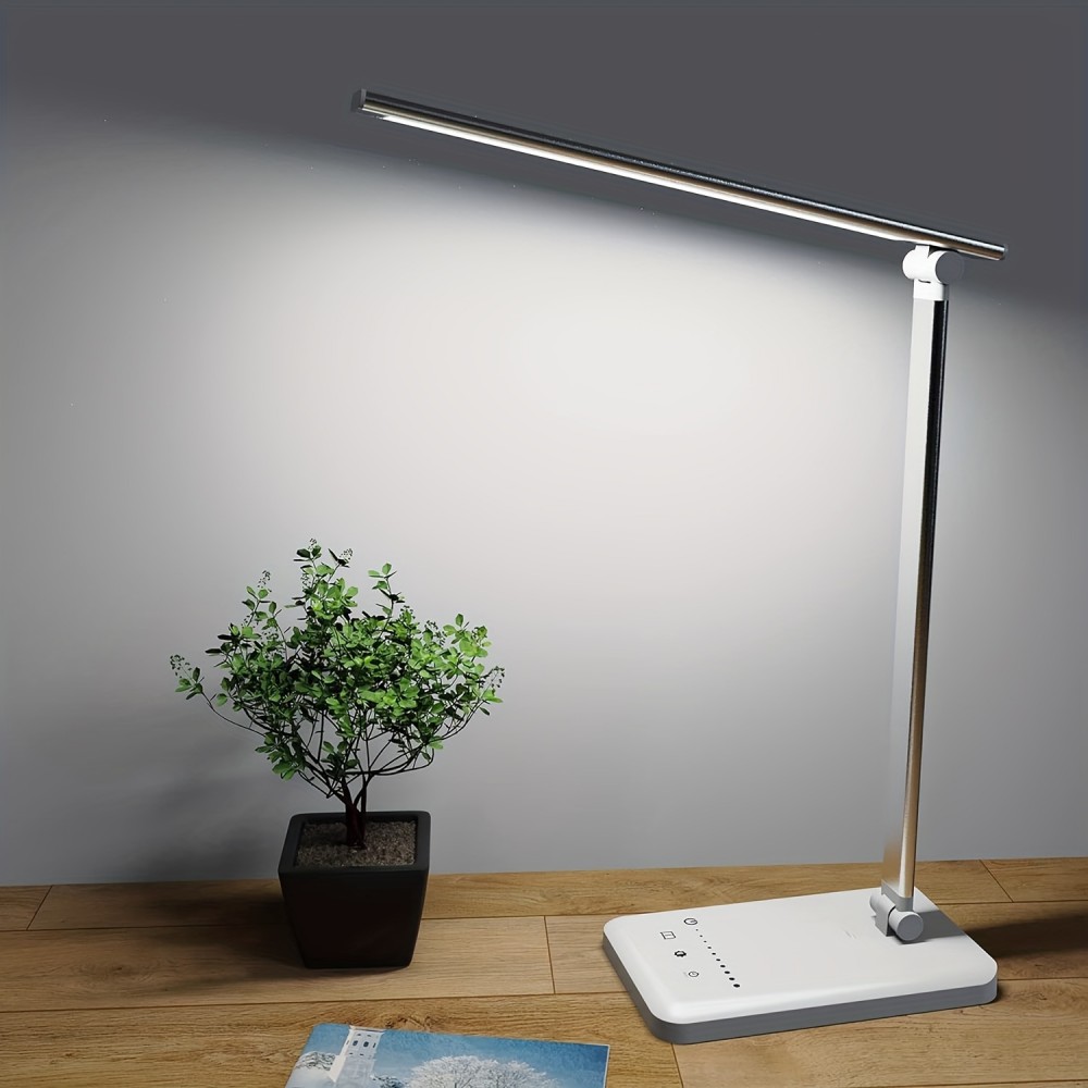 Foldable Portable LED Desk Lamp For Home, Office, Bedroom, 5 Brightness Levels And 5-Color Temperatures(3000k-6500k) To Match Use