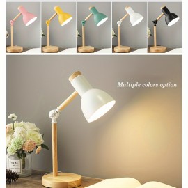 1pc Simple Eye-Protecting LED Desk Lamp, 3-color Change With Switch, Macaron Wood Lamp, Fashionable Bedside Lamp, Illuminate Your Room, Bedroom, Living Room, Office