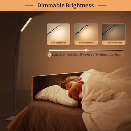 Floor Lamp, Reading Lamp Floor Lamp [120 LEDs, 3 Color Modes 3000K-6000K and 10 Brightness Settings] Dimmable Table Lamp with Flexible Gooseneck, Suitable for Living Room, Bedroom, Office