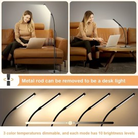 Floor Lamp, Reading Lamp Floor Lamp [120 LEDs, 3 Color Modes 3000K-6000K and 10 Brightness Settings] Dimmable Table Lamp with Flexible Gooseneck, Suitable for Living Room, Bedroom, Office