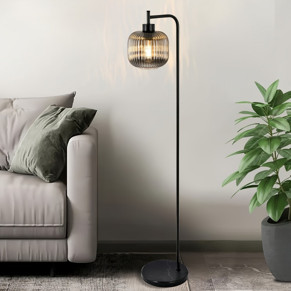 Floor Lamps for living room bright lighting with Glass lampshade, Modern Bright Floor Lamp E26 Base Industrial Standing lamp for beroom, Tall Pole Lamps Office