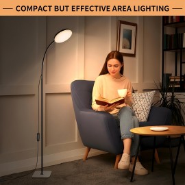 Modern LED Floor Lamp with Adjustable Gooseneck - 3 Color Temperature Modes (300K-6000K), Button Control, USB Power, Suitable for Reading, Decorating, Living Room, Bedroom