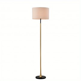 Floor Lamp for Living Room with Beige Lampshade, Standing Lamp Tall Industrial Floor Lamp Reading for Bedroom, Office (No Included Bulb) -Matte Black+Matte Golden