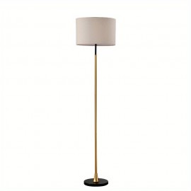 Floor Lamp for Living Room with Beige Lampshade, Standing Lamp Tall Industrial Floor Lamp Reading for Bedroom, Office (No Included Bulb) -Matte Black+Matte Golden