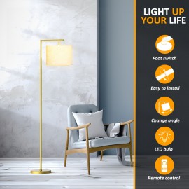 1pc Remote-Controlled Arc Floor Lamp With Bulb, Traditional Style, Metal Material, Adjustable Standing Light For Living Room And Bedroom Decor