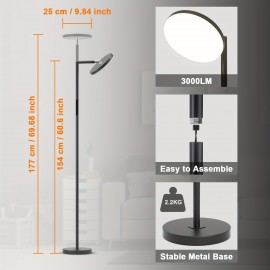 Floor Lamp, Living Room Super Bright Dimmable LED Light, 70' High Corner Vertical Lamp With Remote Control, Bedroom Office Adjustable Timer Reading Floor Lamp -Black