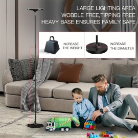 Dual Side Lighting Black LED Floor Lamp with Remote Control Smart App 36W 2600LM Bright Tall Vertical RGB Angle Multi-Color Dimmable Modern Floor Lamp (For Living Room Bedroom Office)