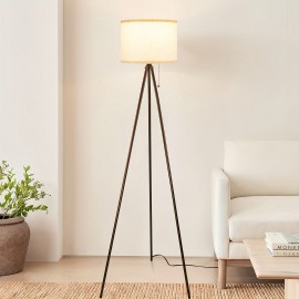 Tripod Traditional Floor Lamp, Adjustable Brightness, 3-color Temperature, Remote Control And Zipper Switch, Linen Lampshade, Suitable For Living Room, Bedroom, Study, And Office