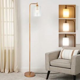 Industrial Floor Lamp With Glass Lampshade, Adjustable 3-color Temperature, Adjustable Brightness And Remote Control, Equipped With Foot Switch, Suitable For Living Room, Bedroom, And Office