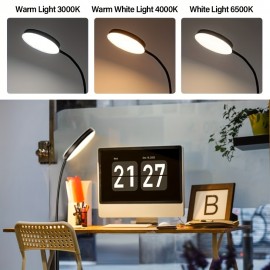 Adjustable LED Floor Lamp with Dimmable Brightness - 3 Color Modes (3000K-6000K), 10 Levels, Metal Stand for Living Room, Office, Bedroom - USB Powered, Black