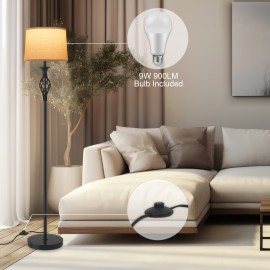 Floor Lamp, 3 Color Temperature Bulb Included, Floor Lamp For Living Room, Bedroom And Working, Bedside Lamp