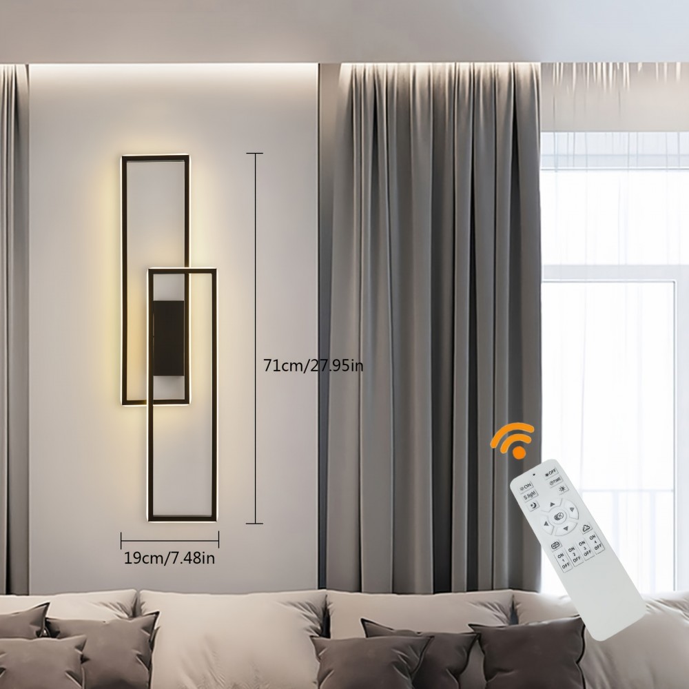 Modern LED Wall Lamp With Remote Control - Adjustable Color Temperature And Brightness, Durable Die-Casting Aluminum Design