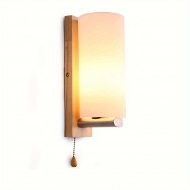 Nordic Wall Sconce LED Lamp Wood Wall Lighting Light Fixture W/ Glass Lampshade