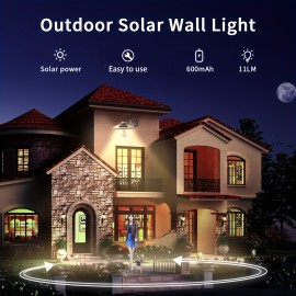 1pc Nordic Simple Wall Lights, American Retro Wall Lights, Solar Rechargeable Light Outdoor Wall Lights, Home Lights