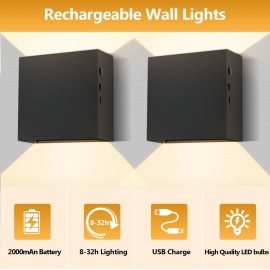 Modern Wall Sconces With Four luminous lights Adjustable Color Temperature 3000K-3500K, LED Wall Lights for Bedroom, Range 8-10 hours, Rechargeable Battery Operated Wall Sconce with Stepless Dimming for bedside lamp and mural lamp