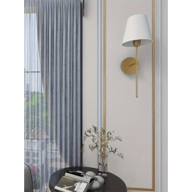 1/2pcs E27 Wall Sconces - Stylish White Fabric Shade & Golden Base - Indoor Lighting Fixtures for Bedroom, Bedside, Bathroom, Vanity & Living Room - Universal 85_265V (Bulb Not Included)