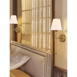 1/2pcs E27 Wall Sconces - Stylish White Fabric Shade & Golden Base - Indoor Lighting Fixtures for Bedroom, Bedside, Bathroom, Vanity & Living Room - Universal 85_265V (Bulb Not Included)