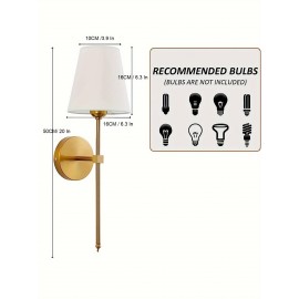 1/2pcs E27 Wall Sconces - Stylish White Fabric Shade & Golden Base - Indoor Lighting Fixtures for Bedroom, Bedside, Bathroom, Vanity & Living Room - Universal 85_265V (Bulb Not Included)