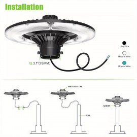 60w 3/ 4/ 5000K LED Post Top Lights Outdoor UL/ DLC Circular Area Light Fixture Exterior Garden 100-277VAC