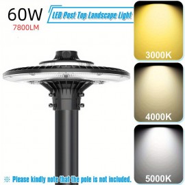 60w 3/ 4/ 5000K LED Post Top Lights Outdoor UL/ DLC Circular Area Light Fixture Exterior Garden 100-277VAC