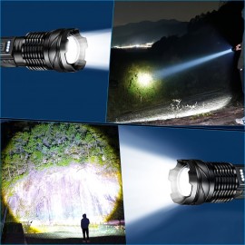 1pc Super Bright Rechargeable Floodlight Torch - Ultra-Long Runtime, Water-Resistant, Red Light Mode, Adjustable Focus - Perfect for Outdoor Enthusiasts, Camping, Fishing, Hunting, Climbing, Emergency, Night Biking, and Hiking