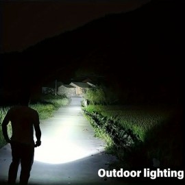 1pc Super Bright Rechargeable Floodlight Torch - Ultra-Long Runtime, Water-Resistant, Red Light Mode, Adjustable Focus - Perfect for Outdoor Enthusiasts, Camping, Fishing, Hunting, Climbing, Emergency, Night Biking, and Hiking