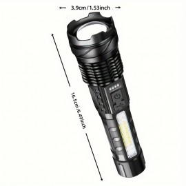 1pc Super Bright Rechargeable Floodlight Torch - Ultra-Long Runtime, Water-Resistant, Red Light Mode, Adjustable Focus - Perfect for Outdoor Enthusiasts, Camping, Fishing, Hunting, Climbing, Emergency, Night Biking, and Hiking