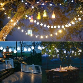 Crystal Ball Solar Outdoor Light String, 100/20 LED Bubble Ball Solar Bubble Light String, 8 Flashing Modes, Suitable For Outdoor Garden Decoration, Camping Tent Canopy Lights, Wedding And Birthday Scene Layout, Christmas And Halloween Decoration