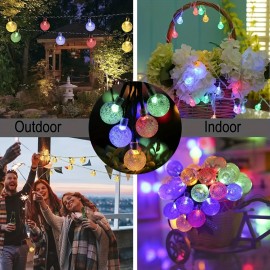 Crystal Ball Solar Outdoor Light String, 100/20 LED Bubble Ball Solar Bubble Light String, 8 Flashing Modes, Suitable For Outdoor Garden Decoration, Camping Tent Canopy Lights, Wedding And Birthday Scene Layout, Christmas And Halloween Decoration