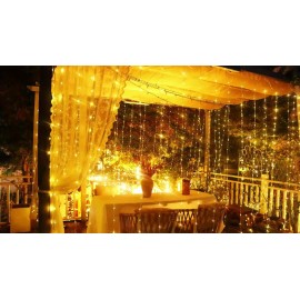 Curtain Lights Battery Operated, 6x3m 600LED Garden Fairy Curtain Lights Outdoor Waterproof with Remote, 8 Modes Waterfall Garden String Lights for Patio Gazebo Party Valentine Decorations