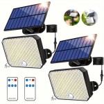 2 Pack Ultra Outdoor Solar Lights, 4000LM Motion Sensor Solar Flood Lights with Remote Control - IPX5 Waterproof Security Lights Ultra Dusk to Dawn Solar Lighting for Outside Patio Garage