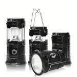 4-Pack Solar Powered Lanterns - Ultra-Portable Collapsible LED Lights with Solar USB Rechargeable Battery, Multi-Functional Flashlight and Hanging Lights for Camping, Hurricanes, Power Outages, Indoor and Outdoor Use