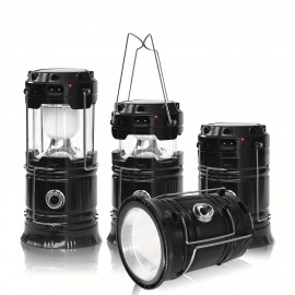 4-Pack Solar Powered Lanterns - Ultra-Portable Collapsible LED Lights with Solar USB Rechargeable Battery, Multi-Functional Flashlight and Hanging Lights for Camping, Hurricanes, Power Outages, Indoor and Outdoor Use