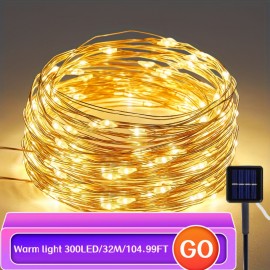 300 LED Solar-Powered Fairy Lights String - DIY Decorative Lighting for Outdoor Courtyard, Garden Fence, Christmas Tree, Halloween Party Ambiance - Waterproof, Energy-Efficient, and Durable Decorations for Any Occasion