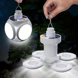 Ultimate Portable LED Lamp - Dual-Powered (Solar & USB) Rechargeable, Ultra-Compact Foldable Design with Real-Time Power Display - Ideal for Outdoor Enthusiasts and Reliable Emergency Lighting