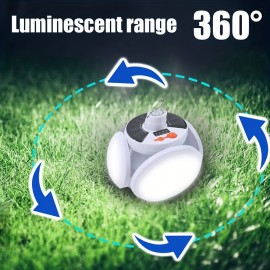 Ultimate Portable LED Lamp - Dual-Powered (Solar & USB) Rechargeable, Ultra-Compact Foldable Design with Real-Time Power Display - Ideal for Outdoor Enthusiasts and Reliable Emergency Lighting