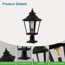 European Courtyard Style Black Outdoor Capital Lamp, Can Be Used For Entrance, Passage, Porch, Bedroom, Terrace, Garage Lights