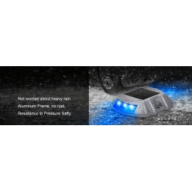 Solar Deck Lights Driveway Dock Lights, 12-Pack Led Outdoor Warning Step Lights For Driveway Sidewalk Garden Pathway Yard (Blue)