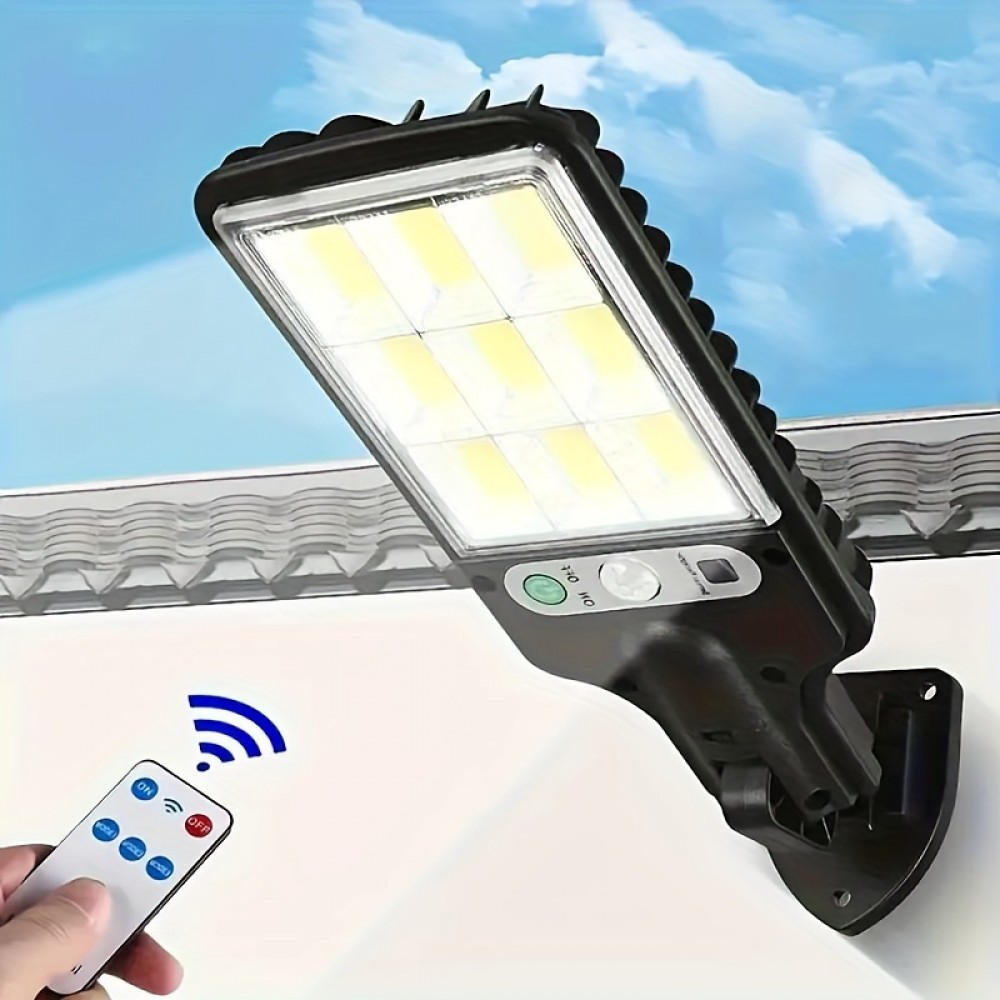 1pc 8000W High-Powered Solar Street Light - Adjustable Motion Sensor, Remote Control, Clear LED Reflector, Water-Resistant ABS Plastic Body, Lithium Solar Battery, Semi-Flush Mount, Includes Installation Hardware and Remote Control Batteries