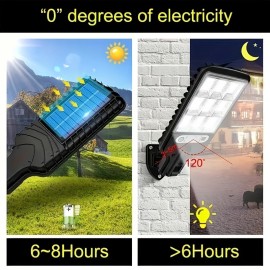 1pc 8000W High-Powered Solar Street Light - Adjustable Motion Sensor, Remote Control, Clear LED Reflector, Water-Resistant ABS Plastic Body, Lithium Solar Battery, Semi-Flush Mount, Includes Installation Hardware and Remote Control Batteries