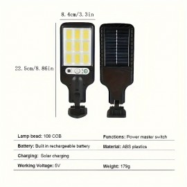 1pc 8000W High-Powered Solar Street Light - Adjustable Motion Sensor, Remote Control, Clear LED Reflector, Water-Resistant ABS Plastic Body, Lithium Solar Battery, Semi-Flush Mount, Includes Installation Hardware and Remote Control Batteries